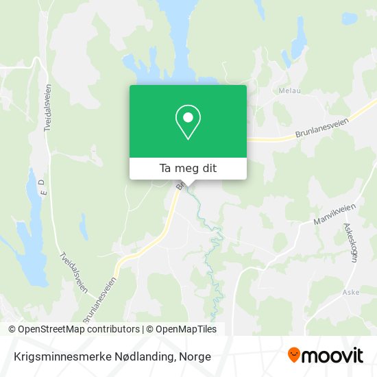 Krigsminnesmerke Nødlanding kart