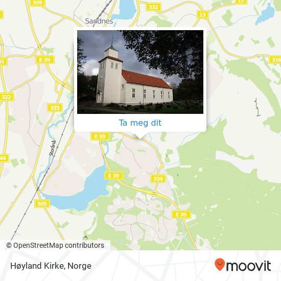 Høyland Kirke kart