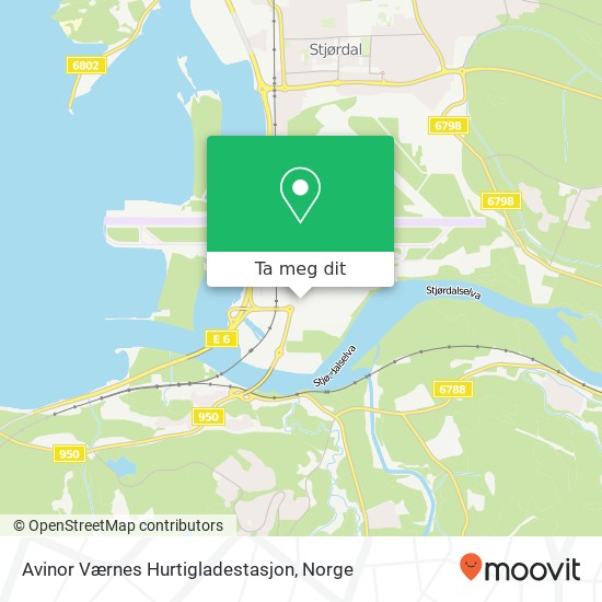 Avinor Værnes Hurtigladestasjon kart
