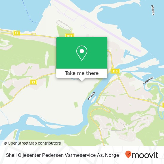 Shell Oljesenter Pedersen Varmeservice As kart
