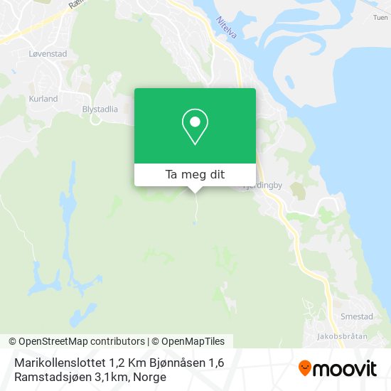 Marikollenslottet 1,2 Km   Bjønnåsen 1,6 Ramstadsjøen 3,1km kart