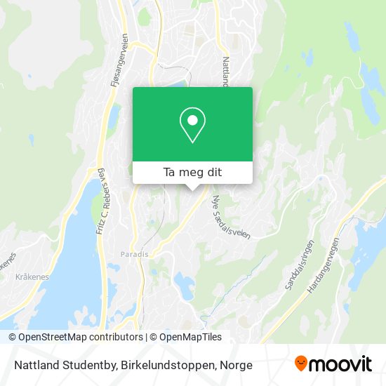 Nattland Studentby, Birkelundstoppen kart