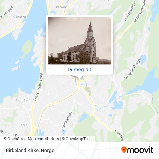 Birkeland Kirke kart
