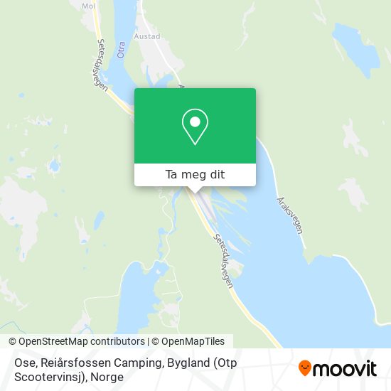 Ose, Reiårsfossen Camping, Bygland (Otp Scootervinsj) kart