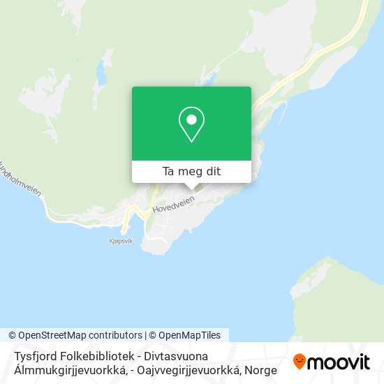 Tysfjord Folkebibliotek - Divtasvuona Álmmukgirjjevuorkká, - Oajvvegirjjevuorkká kart