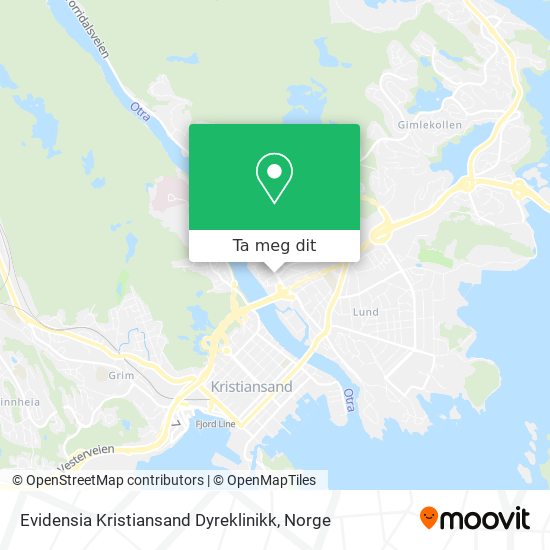 Evidensia Kristiansand Dyreklinikk kart