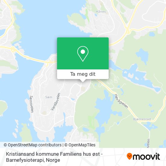 Kristiansand kommune Familiens hus øst - Barnefysioterapi kart