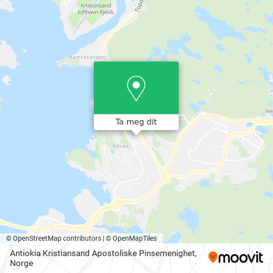 Antiokia Kristiansand Apostoliske Pinsemenighet kart