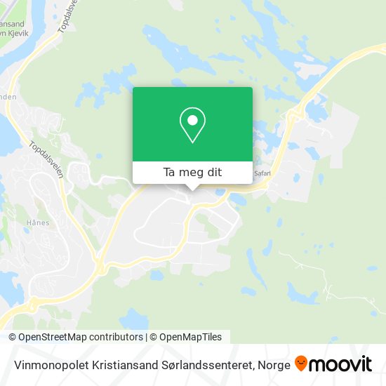 Vinmonopolet Kristiansand Sørlandssenteret kart