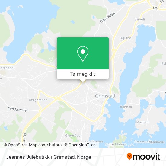 Jeannes Julebutikk i Grimstad kart