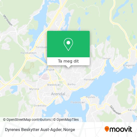 Dyrenes Beskytter Aust-Agder kart