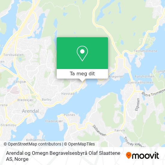 Arendal og Omegn Begravelsesbyrå Olaf Slaattene AS kart