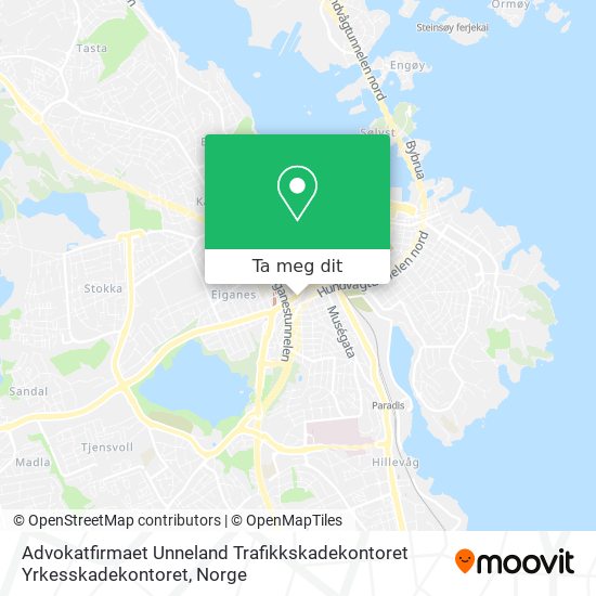 Advokatfirmaet Unneland Trafikkskadekontoret Yrkesskadekontoret kart
