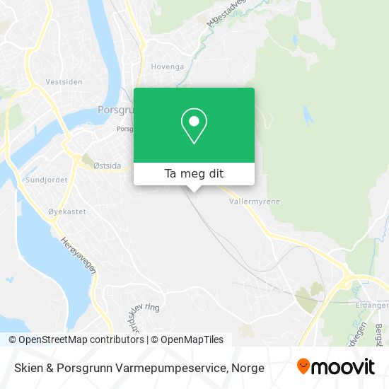 Skien & Porsgrunn Varmepumpeservice kart
