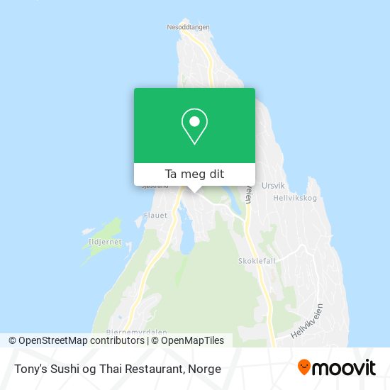 Tony's Sushi og Thai Restaurant kart