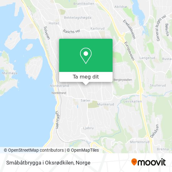 Småbåtbrygga i Oksrødkilen kart