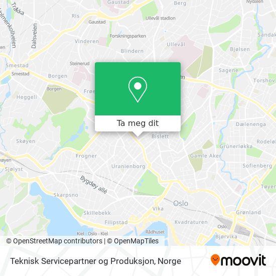 Teknisk Servicepartner og Produksjon kart