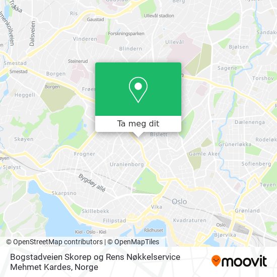 Bogstadveien Skorep og Rens Nøkkelservice Mehmet Kardes kart