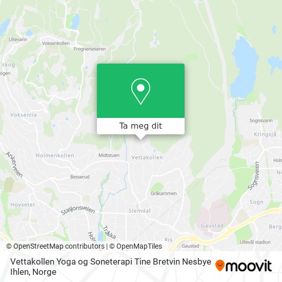 Vettakollen Yoga og Soneterapi Tine Bretvin Nesbye Ihlen kart