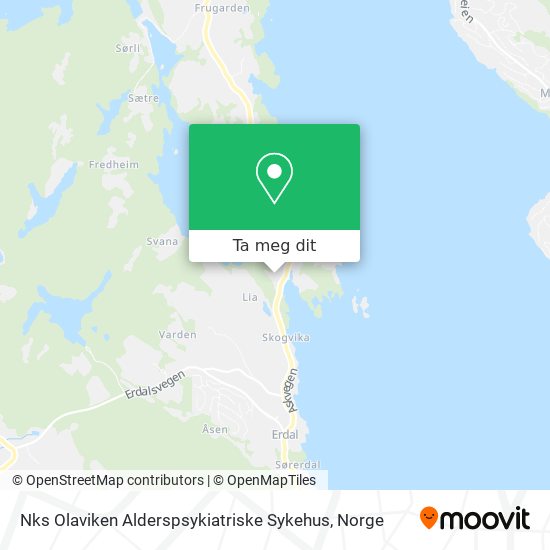 Nks Olaviken Alderspsykiatriske Sykehus kart