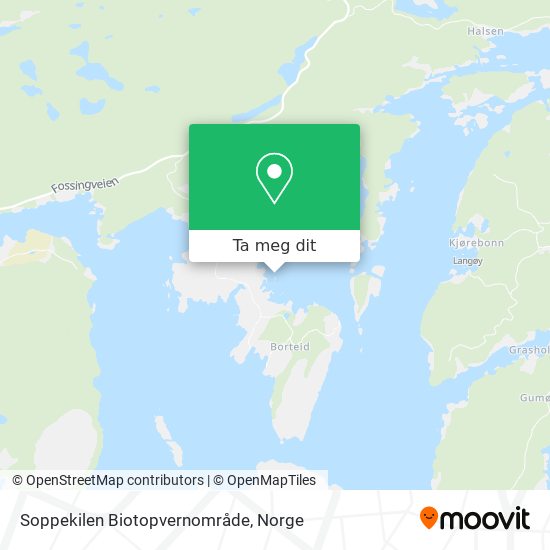 Soppekilen Biotopvernområde kart