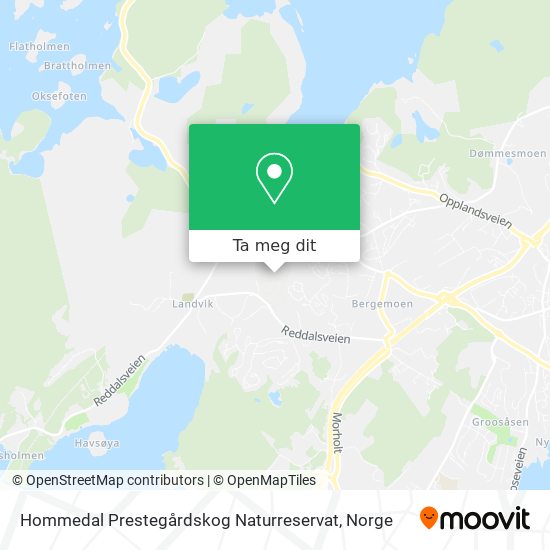 Hommedal Prestegårdskog Naturreservat kart