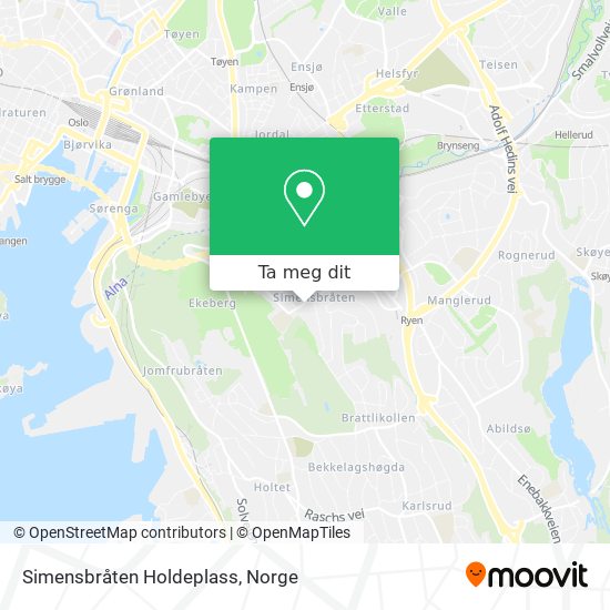 Simensbråten Holdeplass kart