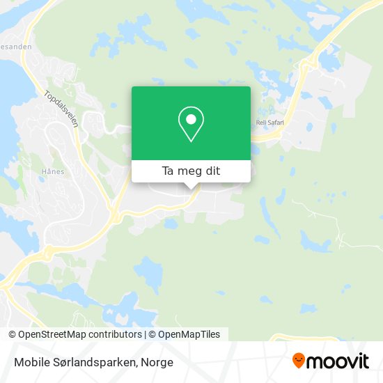 Mobile Sørlandsparken kart