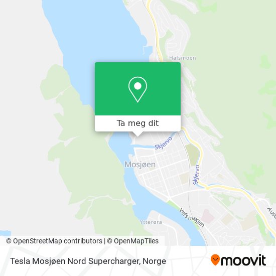 Tesla Mosjøen Nord Supercharger kart