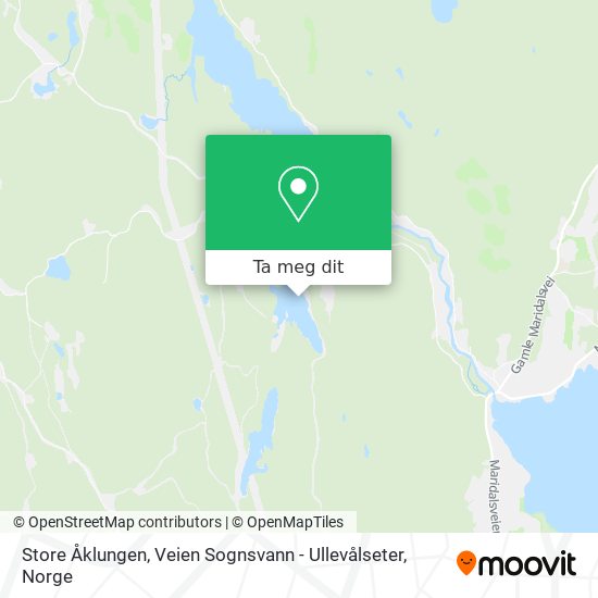 Store Åklungen, Veien Sognsvann - Ullevålseter kart