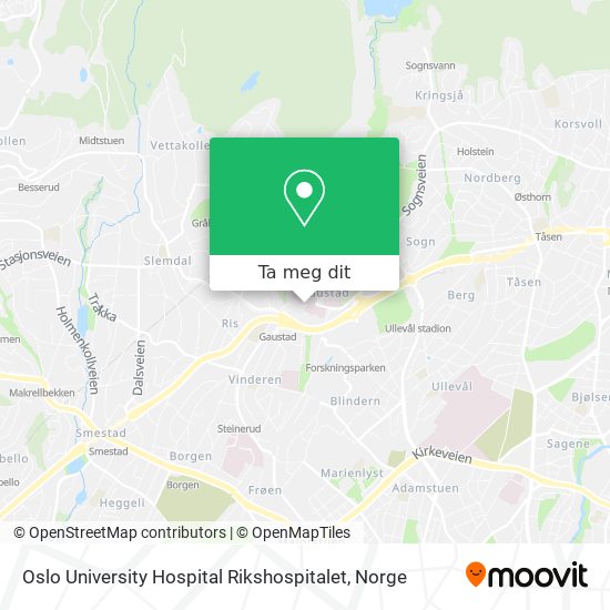 Oslo University Hospital Rikshospitalet kart