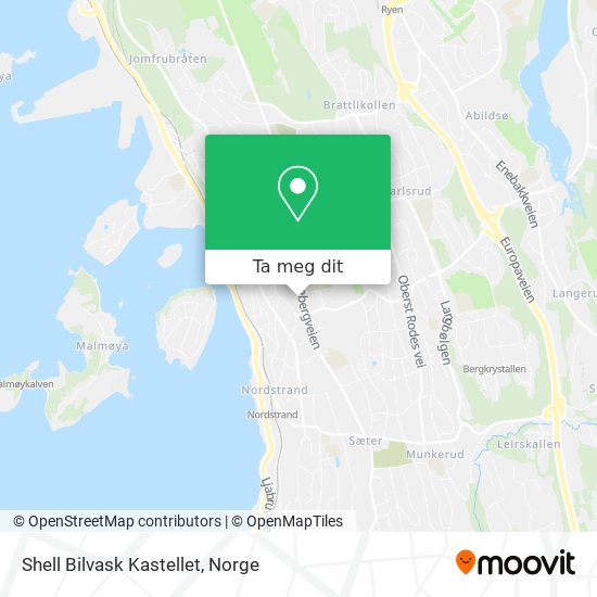 Shell Bilvask Kastellet kart