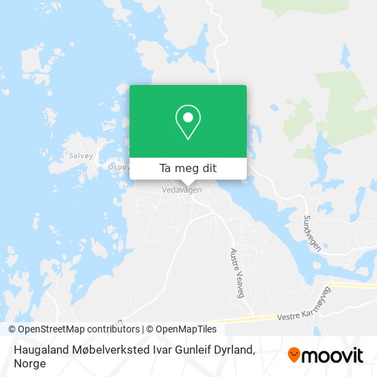 Haugaland Møbelverksted Ivar Gunleif Dyrland kart