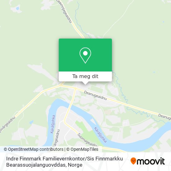 Indre Finnmark Familievernkontor / Sis Finnmarkku Bearassuojalanguovddas kart