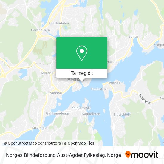 Norges Blindeforbund Aust-Agder Fylkeslag kart