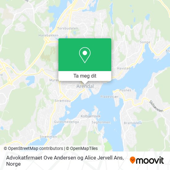 Advokatfirmaet Ove Andersen og Alice Jervell Ans kart