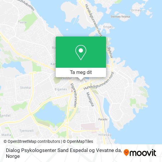 Dialog Psykologsenter Sand Espedal og Vevatne da kart