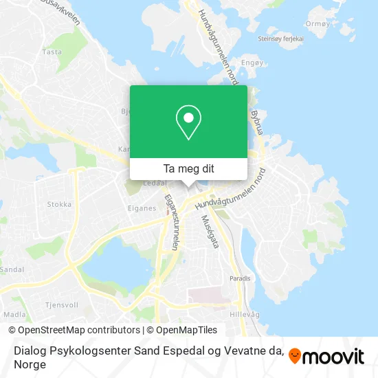Dialog Psykologsenter Sand Espedal og Vevatne da kart