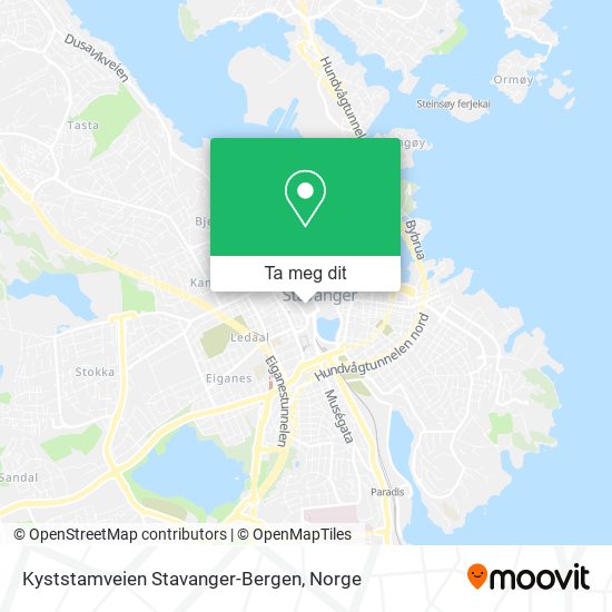 Kyststamveien Stavanger-Bergen kart