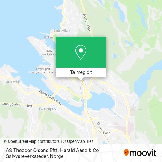 AS Theodor Olsens Eftf. Harald Aase & Co Sølvvareverksteder kart