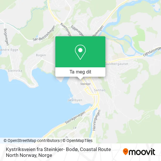 Kystriksveien fra Steinkjer- Bodø, Coastal Route North Norway kart