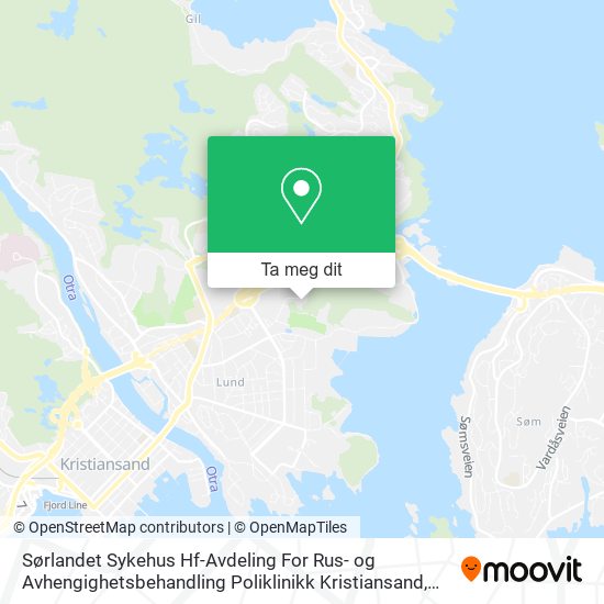 Sørlandet Sykehus Hf-Avdeling For Rus- og Avhengighetsbehandling Poliklinikk Kristiansand kart