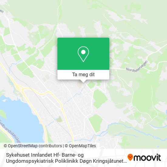 Sykehuset Innlandet Hf- Barne- og Ungdomspsykiatrisk Poliklinikk Døgn Kringsjåtunet kart