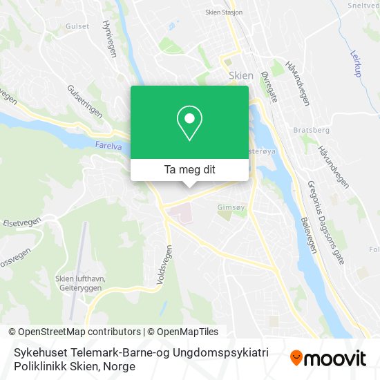 Sykehuset Telemark-Barne-og Ungdomspsykiatri Poliklinikk Skien kart