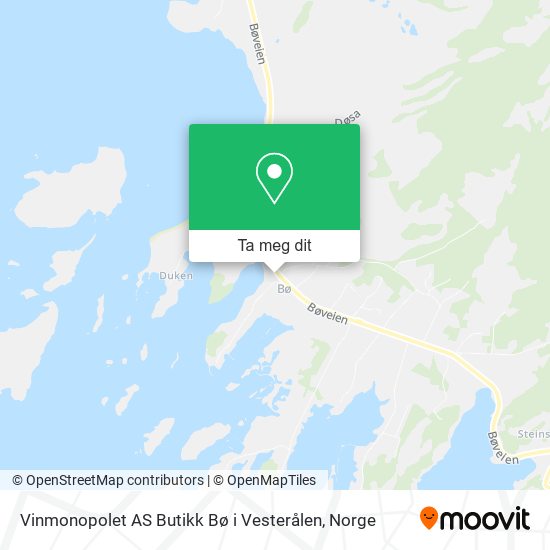 Vinmonopolet AS Butikk Bø i Vesterålen kart