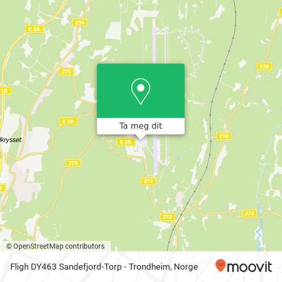 Fligh DY463 Sandefjord-Torp - Trondheim kart