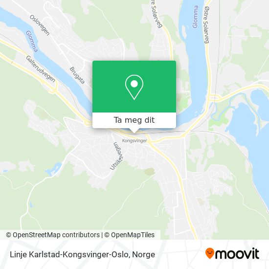 Linje Karlstad-Kongsvinger-Oslo kart