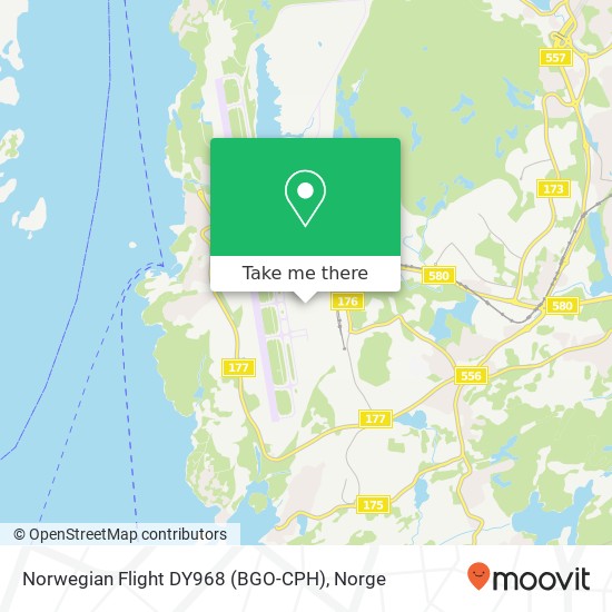 Norwegian Flight DY968 (BGO-CPH) kart