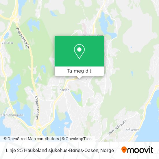 Linje 25 Haukeland sjukehus-Bønes-Oasen kart