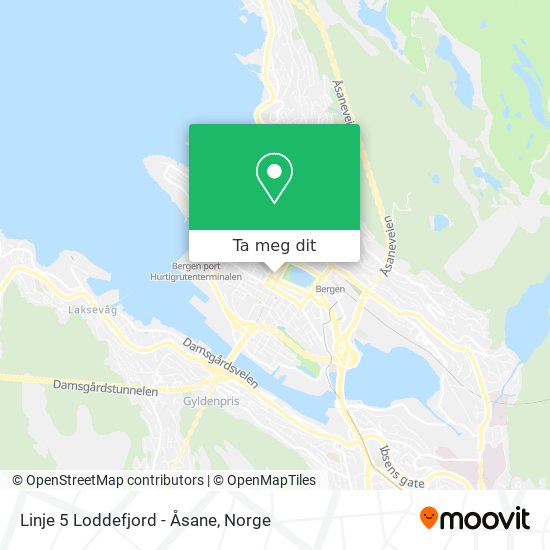 Linje 5 Loddefjord - Åsane kart